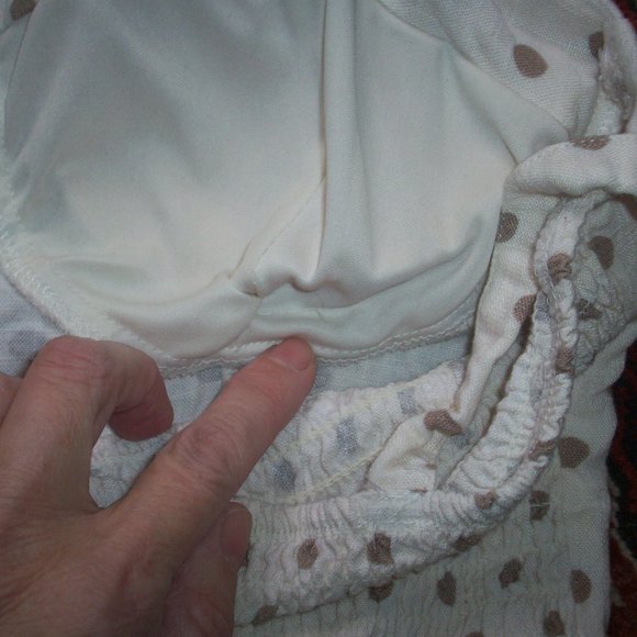 Lily Rose Halter corset Crop top Bustier Blouse Size L Ivory Polka Dot, Linen - Picture 5 of 7